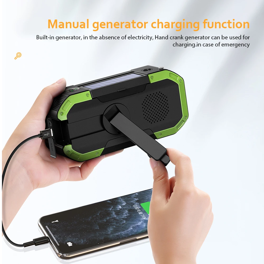 

Emergency Radio 5000mAh with LED Flashlight Portable Hand Crank Weather NOAA/AM/FM Radio for Home Camping Survival
