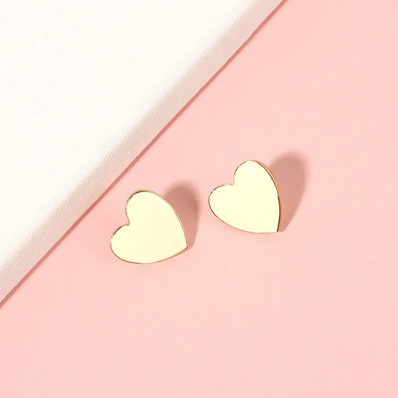 Dripping Oil Heart Shape Cute Stud Earrings for Women Simple Multi Colors Sweet Earring Female Metal Jewelry Chic New Wholesale | Украшения