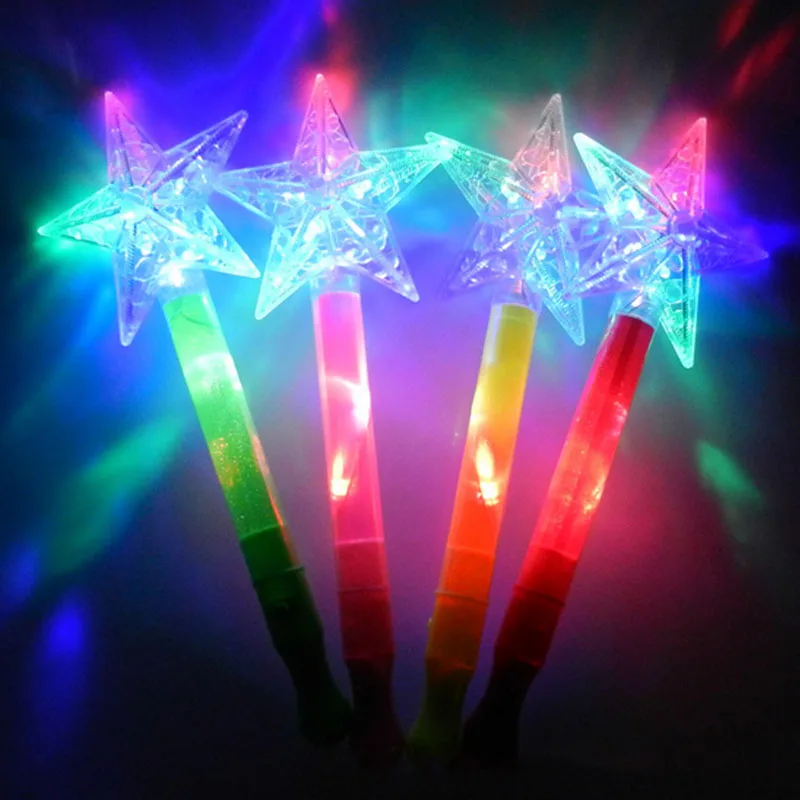 

LED Flashing Stick Children Girls Fairy Magic Wand Sticks Light up Five-pointed Star Princess Party Prop Birthday Gift