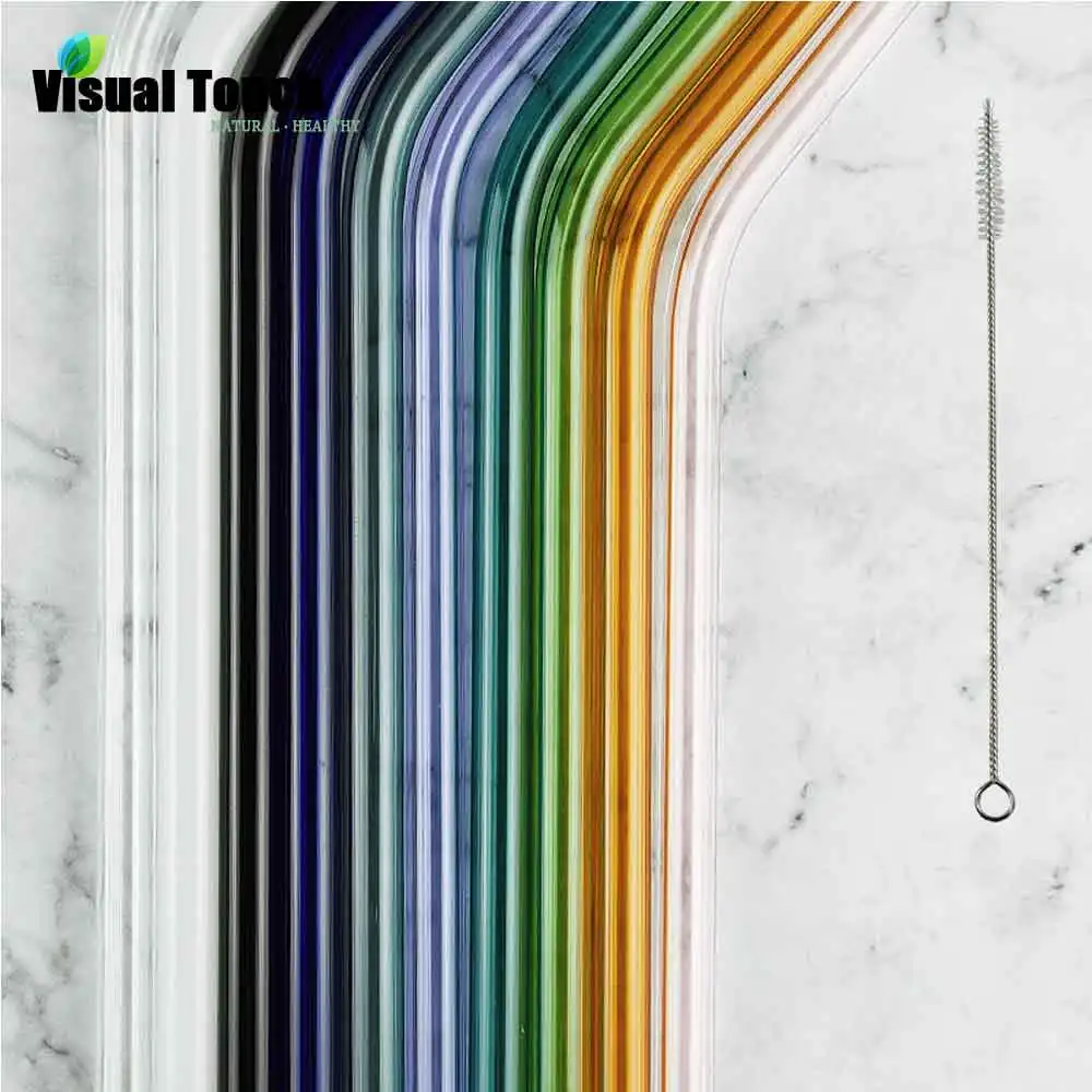 Viial Touch 4 шт цветные стеклянные соломинки Экологичные многоразовые питьевые