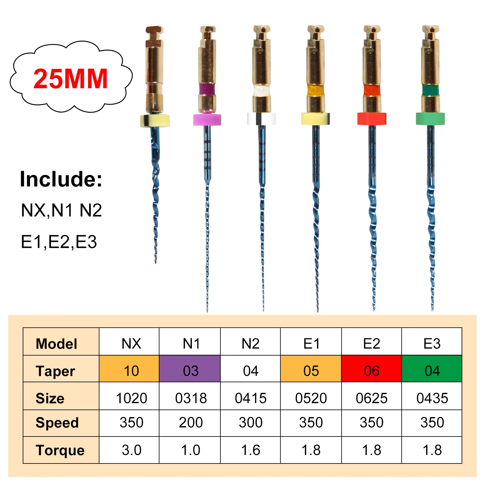 Hot sale! 6pcs/pack Endodontic Dental supplies Dental Endo Universal Engine Rotary Root Canal NiTi Files 25MM Free shipping