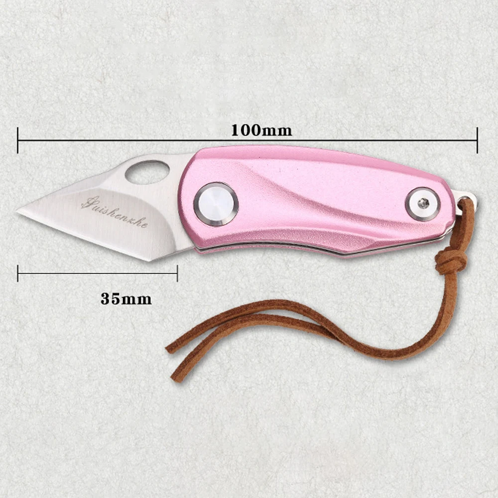 Стальной мини-нож для самообороны D2 карманный резец с кольцом ключей и подвеской