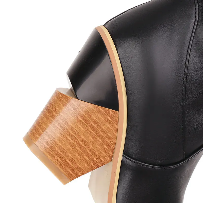 Женские ковбойские сапоги до колена с острым носком на высоком каблуке Осень