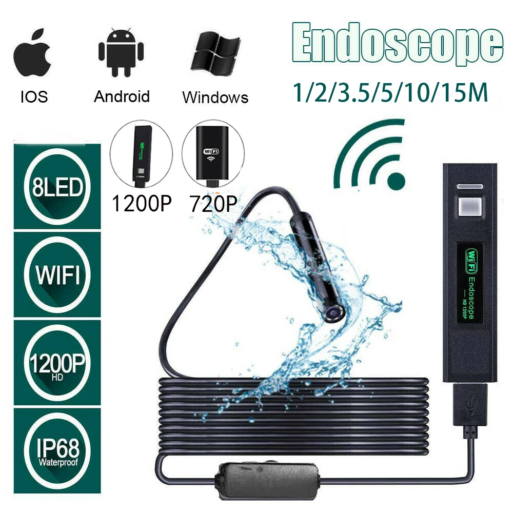 Wi-Fi-эндоскоп 1200p 8 мм USB | Безопасность и защита