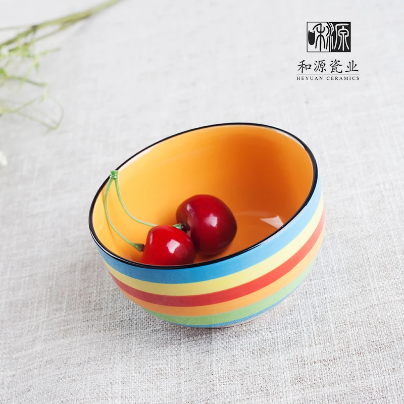 Радуга смешивая чаша цвет керамические миски ручная подглазурная роспись