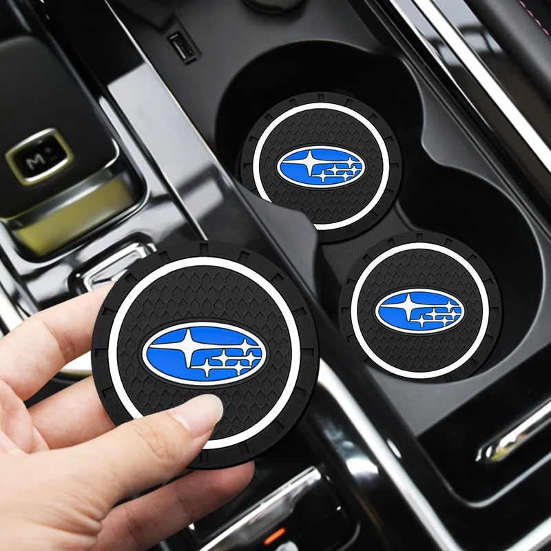 

2PCS Car Coaster Water Cup Slot Non-Slip Mat Pad Decoration For Subaru Forester Impreza STI Legacy Outback Tribeca BRZ WRX XV