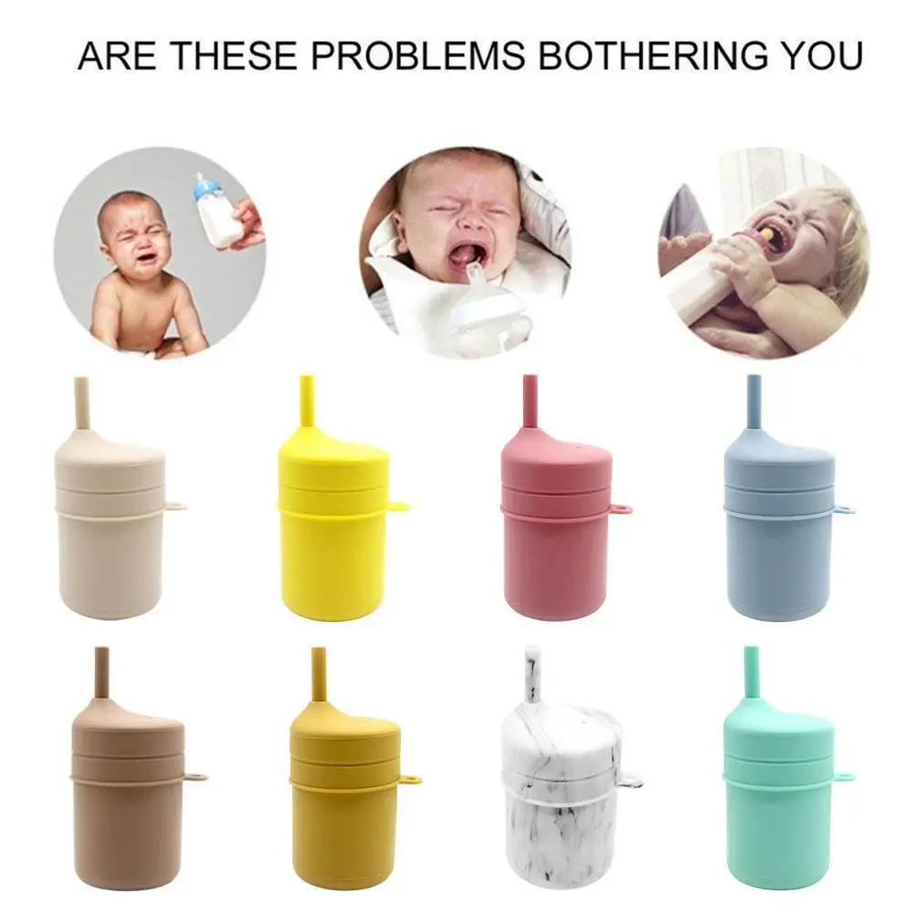 Multifunctional Soft Silicone Children's Straw Cup Water Cup Training Cup Feeding Cup Drinkware For Toddlers Infant Baby