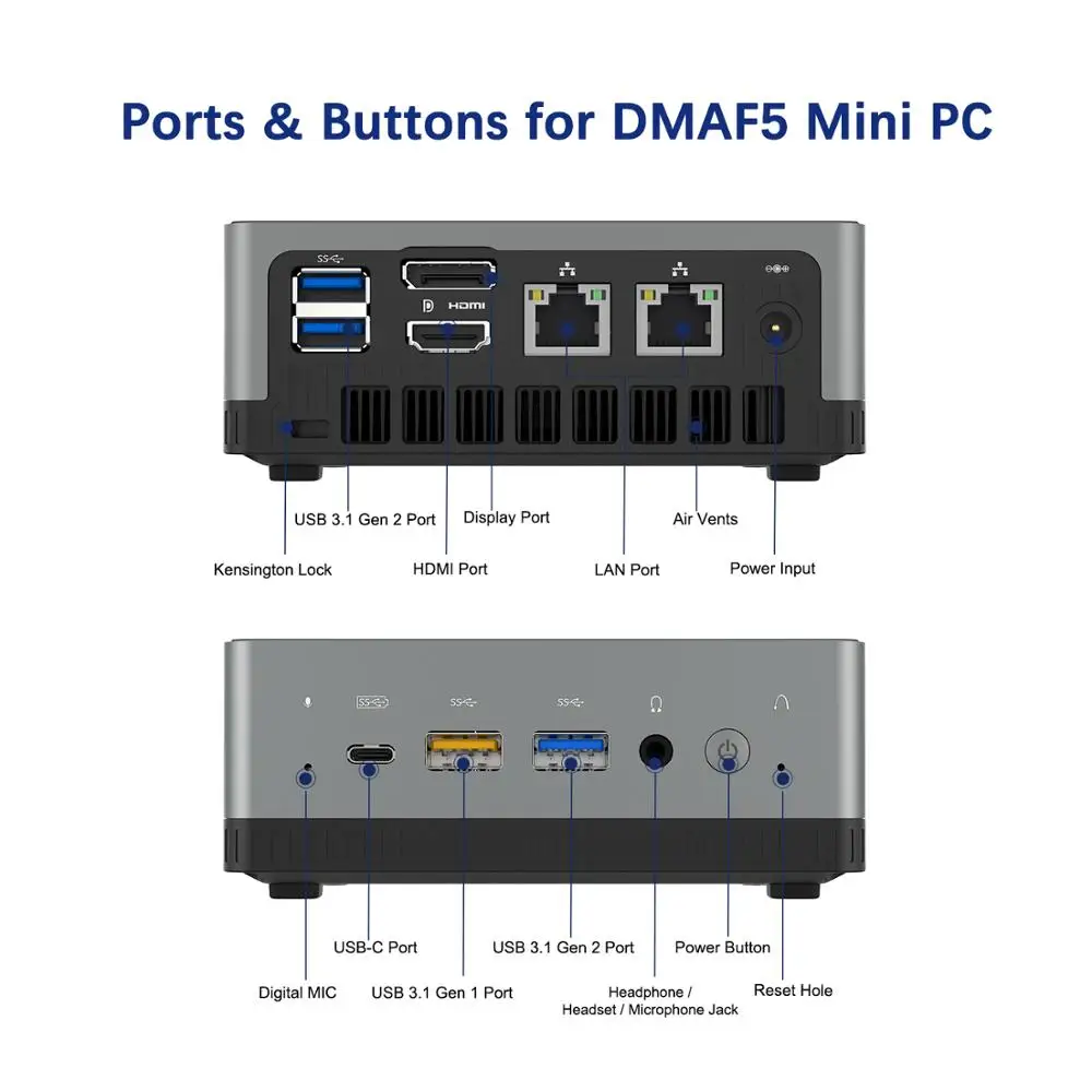 Новый мини-ПК DMAF5 Windows 10 16 Гб ОЗУ 512 ПЗУ AMD RYZEN5 3550H медиаплеер WiFi6 1000M LAN Bluetooth 5 1 4K HDD