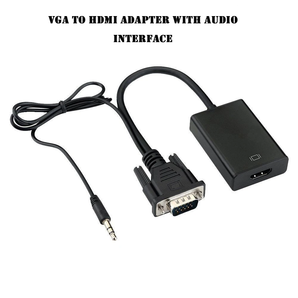 Адаптер VGA-HDMI-совместимый с аудиоконвертером Кабель-адаптер 1080P аудиовыходом