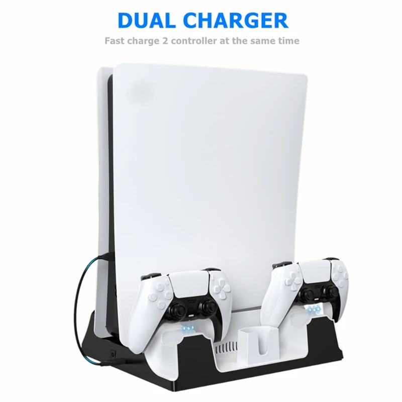

Charger Cooling Fan Base Game Disc Storage For PS5 Handle Multi-Function Base Cooling Fan Base Vertical Handle