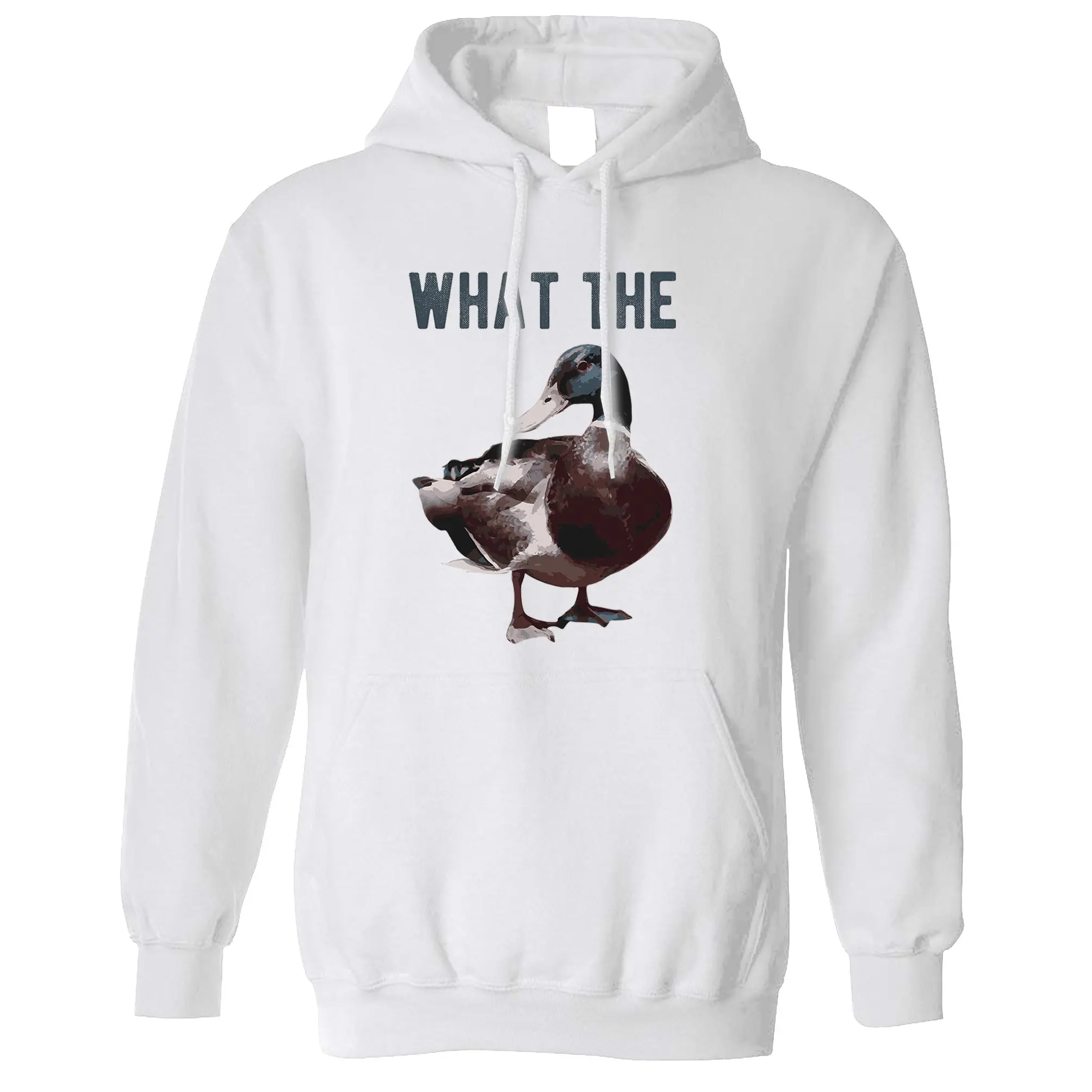 Новинка толстовка с капюшоном надписью What The Duck | Мужская одежда