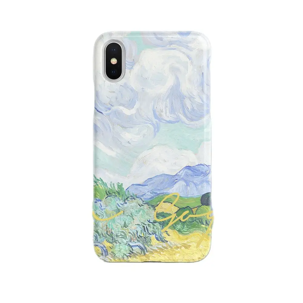 

aurUnw Original Simplicity Van Gogh Wheat Field with Reaper and Sun Art Mobile Phone Case iPhone 12/XS/Max/11pro/SE/7/8