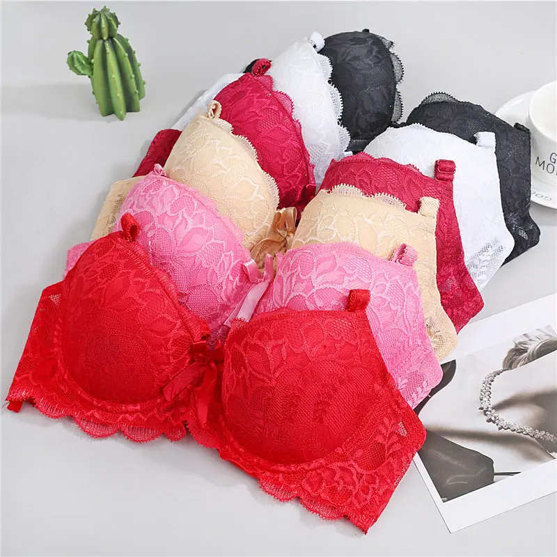

Sexy Lace Floral Bra Adjusted Straps Sheer Bra Women Padded Lingerie Brassiere