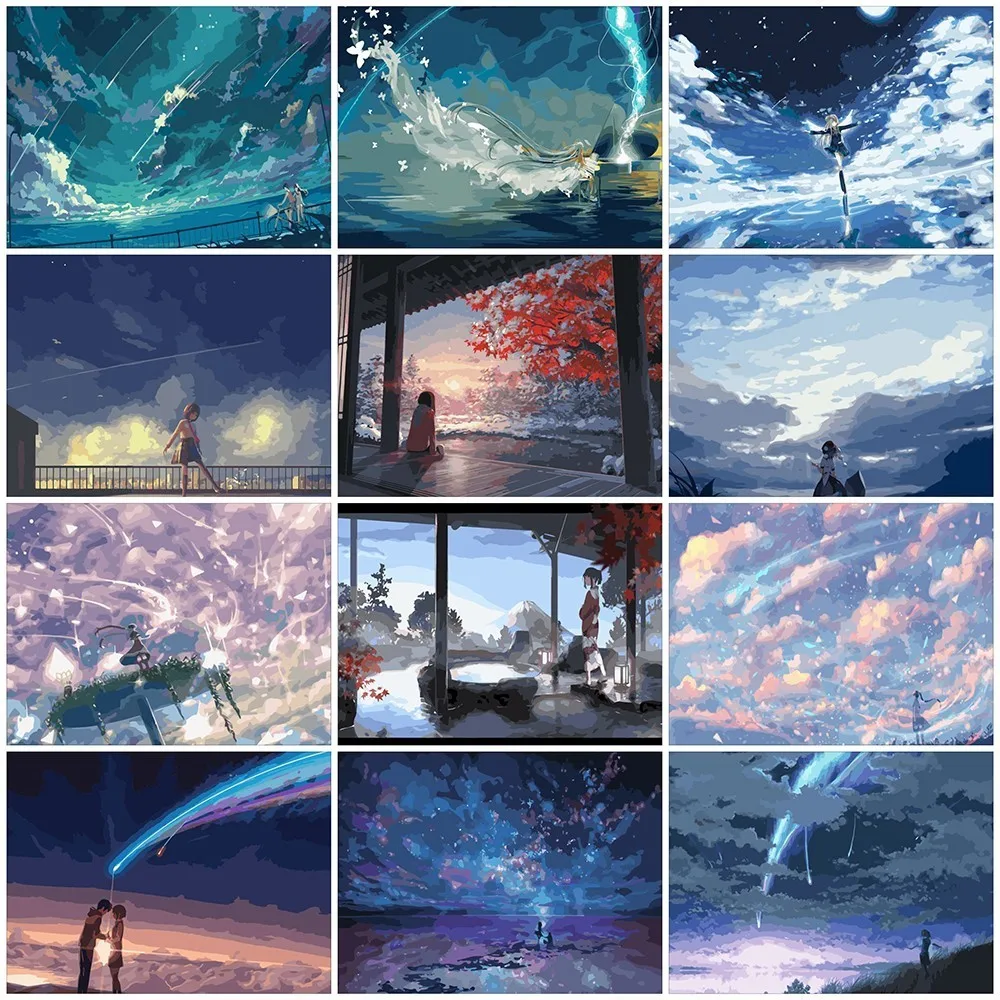 

AZQSD DIY Oil Painting By Numbers Sky Girl Scenery Coloring By Numbers Landscape Paint Canvas Picture Hand Painted SZYH-A529