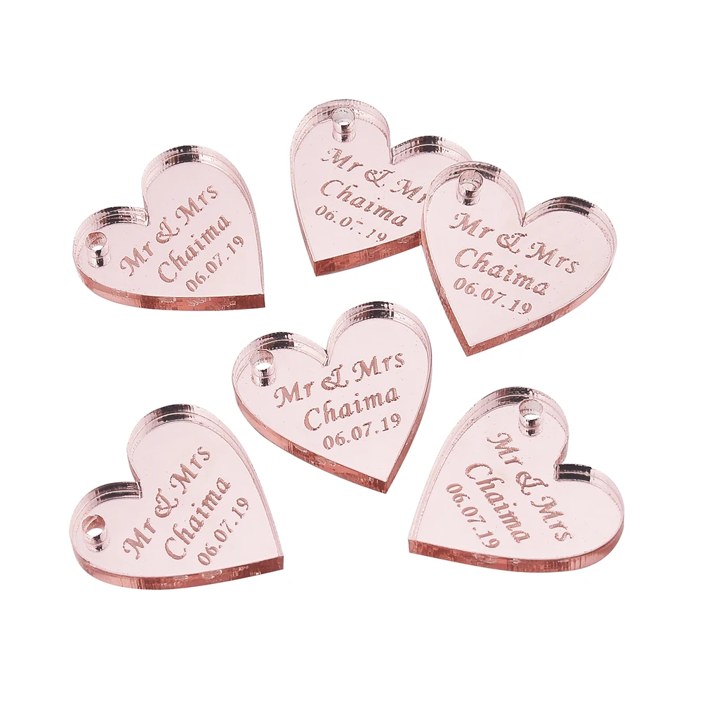 20 шт. гравированное зеркало с индивидуальным дизайном свадебное украшение в виде