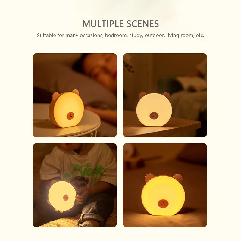 

Night Lights Cute Little Bear Touch Sensor LED Night Light Warm/White Lighting Bedroom Bedside Lamp For Children Christmas Gift