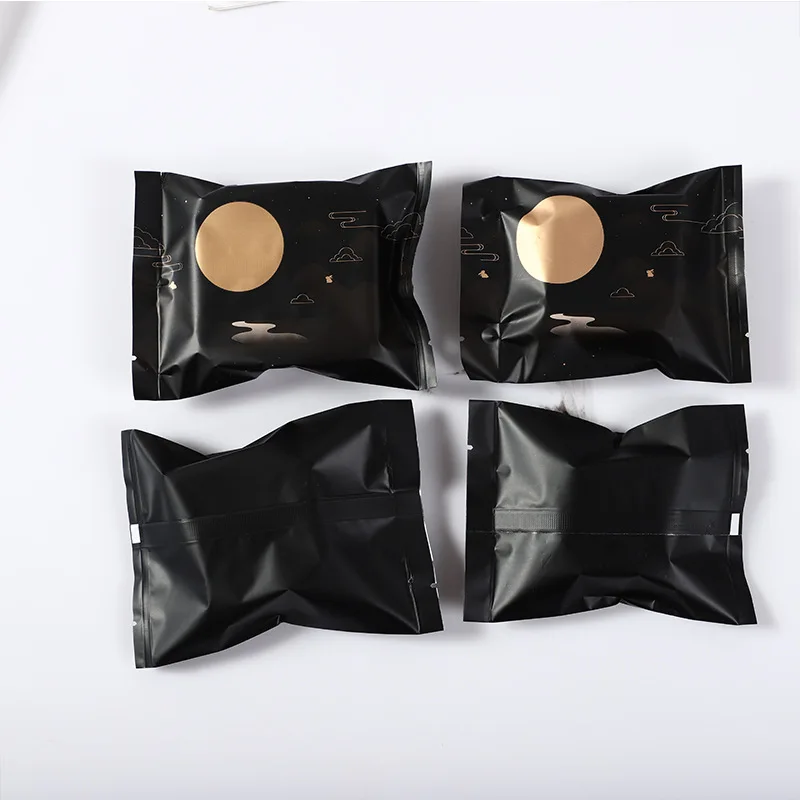 100pcs Black Aluminium Foil Packaging Bags Heat Sealable Open Top Cookie Bag for Mid-Autumn Moon Cake Baking Food Packing | Дом и сад