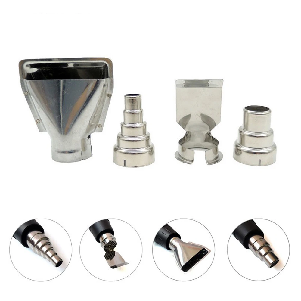 Heat Gun Nozzle NEWACALOX 4 шт./лот насадки для теплового пистолета DIY термоусадочная пленка комплект фена аксессуары инструменты из нержавеющей стали - Цвет: Heat Gun Nozzle