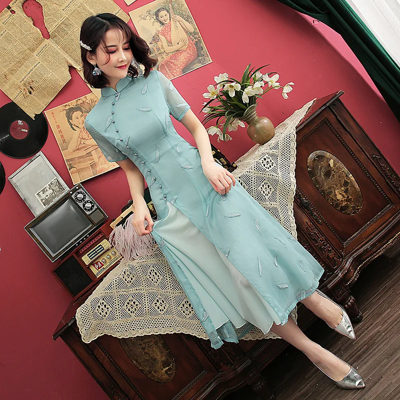 Женское шифоновое платье с коротким рукавом из Вьетнама Ao Dai | Тематическая