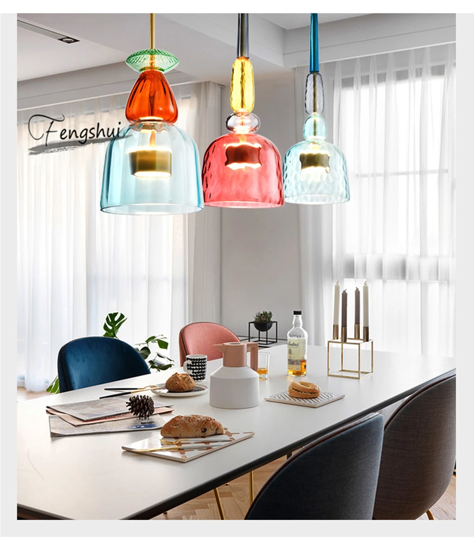 

Современный Стеклянный светодиодный подвесной светильник s, светильник для спальни, гостиной, внутреннего освещения, подвесной светильник ...