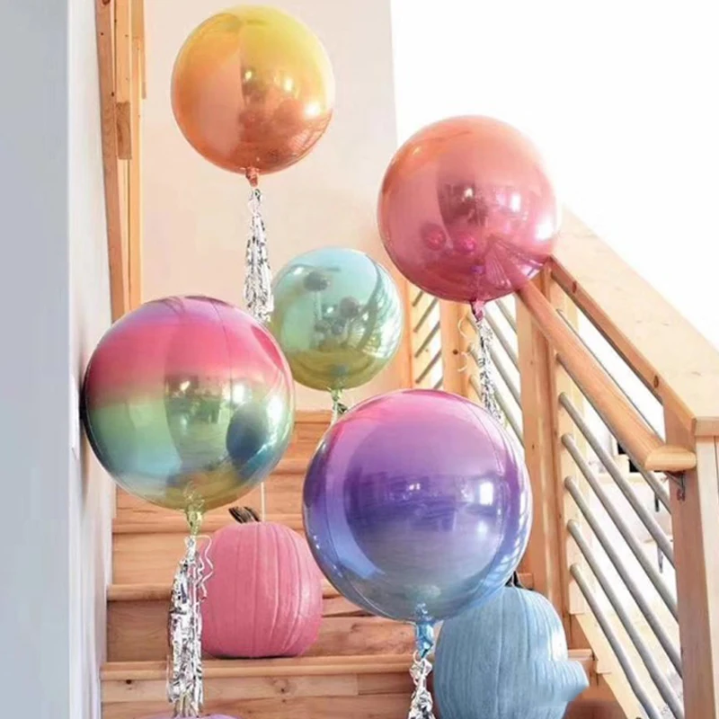 20pcs22 дюймовый градиентный лазерный круглый 4D шар из алюминиевой фольги для дня