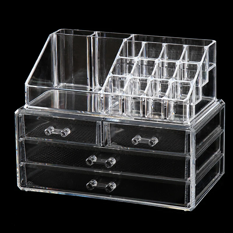 Женская акриловая прозрачная коробка для хранения косметики ящик кистей макияжа