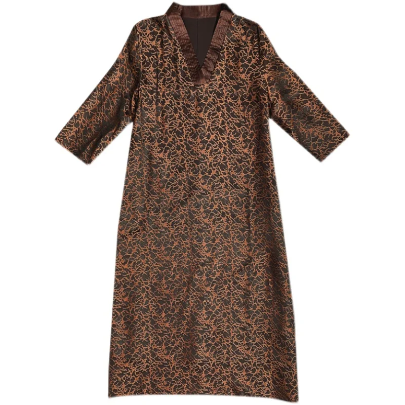 

2021 Spring Vintage Leopard Dress Print Silk Satin Midi Summer Women Casual Loose Plus Size Dresses Bodycon Party Night Vestidos