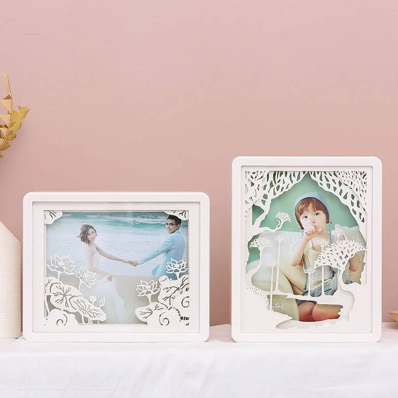 

Creative three-dimensional photo frame simple and modern 10 inch paper sculpture photo frame set wedding photo frame