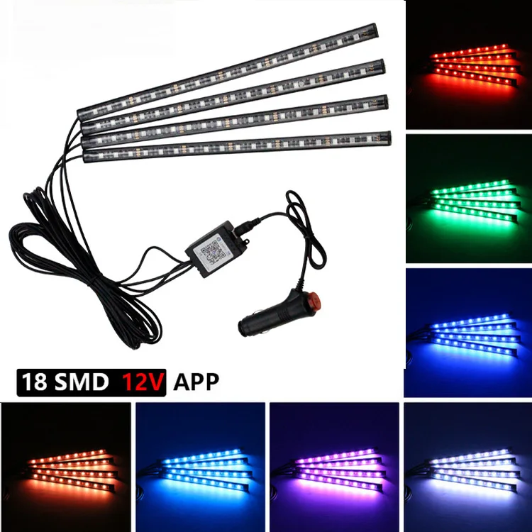 

4 шт., Автомобильные светодиодные RGB-ленты, 12 В