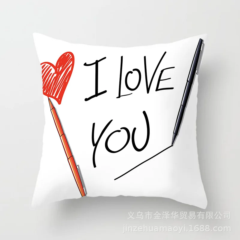 

Valentine's Day Polyester Throw Pillow Cases Sofa Cushion Cover Home Decor 45x45cm Cotton Home Sofa Decorative Car Pillowcase