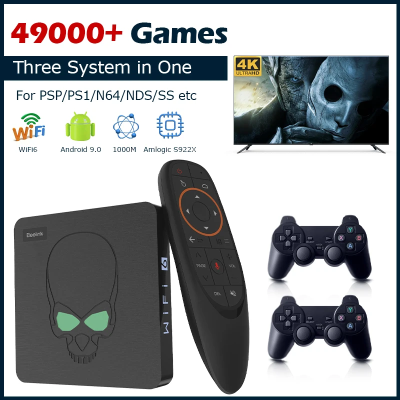Ретро-консоль для видеоигр Beelink супер консоль X King PSP/PS1/SS/N64 Android 9 ТВ-приставка