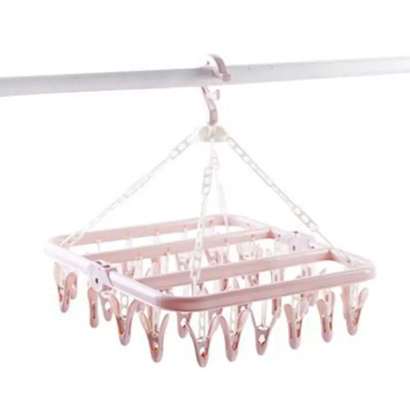 

QXNA Foldable 32 Peg Windproof Clothes Hanger Dryer Washing Line Airer Clothes Socks