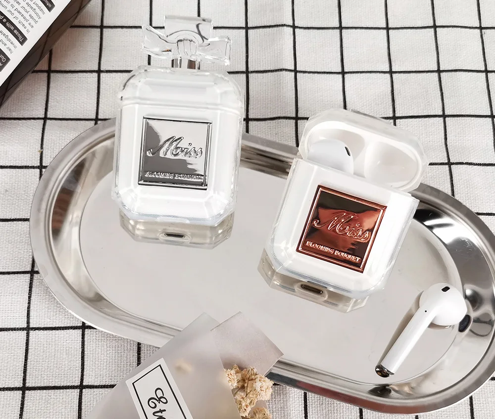 Силиконовый чехол, флакон духов, два цвета, для Airpods 2 1, защитный чехол для наушников, роскошный противоударный и прозрачный мягкий чехол из ТПУ