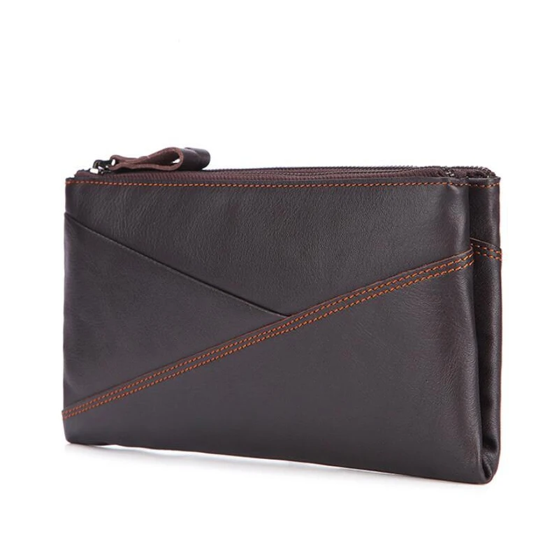Длинный мужской кошелек натуральная кожа клатч двойная молния мужские кошельки