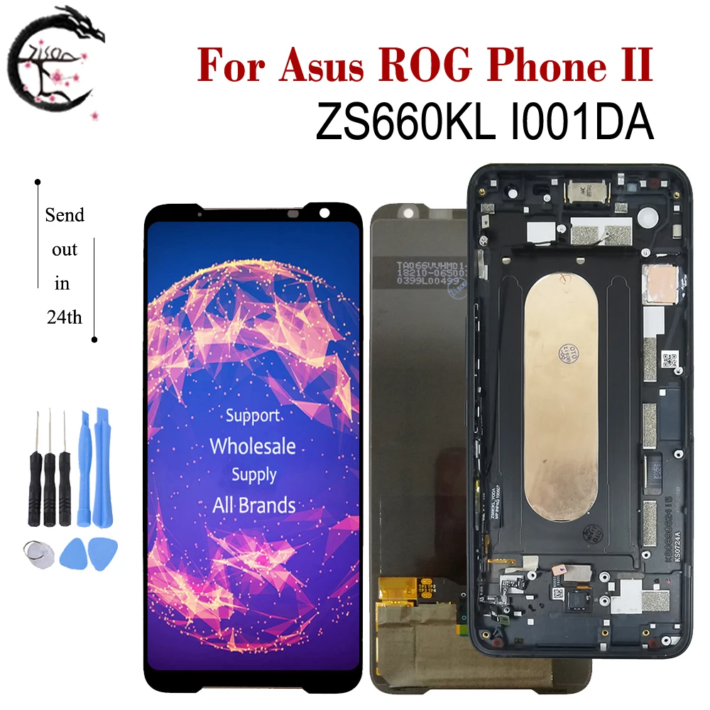 ЖК дисплей 6 59 дюйма с рамкой для Asus ROG Phone II 2 Phone2 ZS660KL I001DA сенсорным дигитайзером в