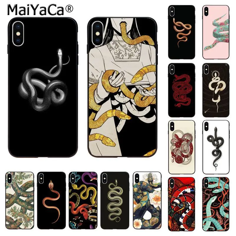 

MaiYaCa Hand animal Snake Flower Pattern Phone Case for Apple iphone 11 pro 8 7 66S Plus X XS MAX 5S SE XR Cases Cellphones