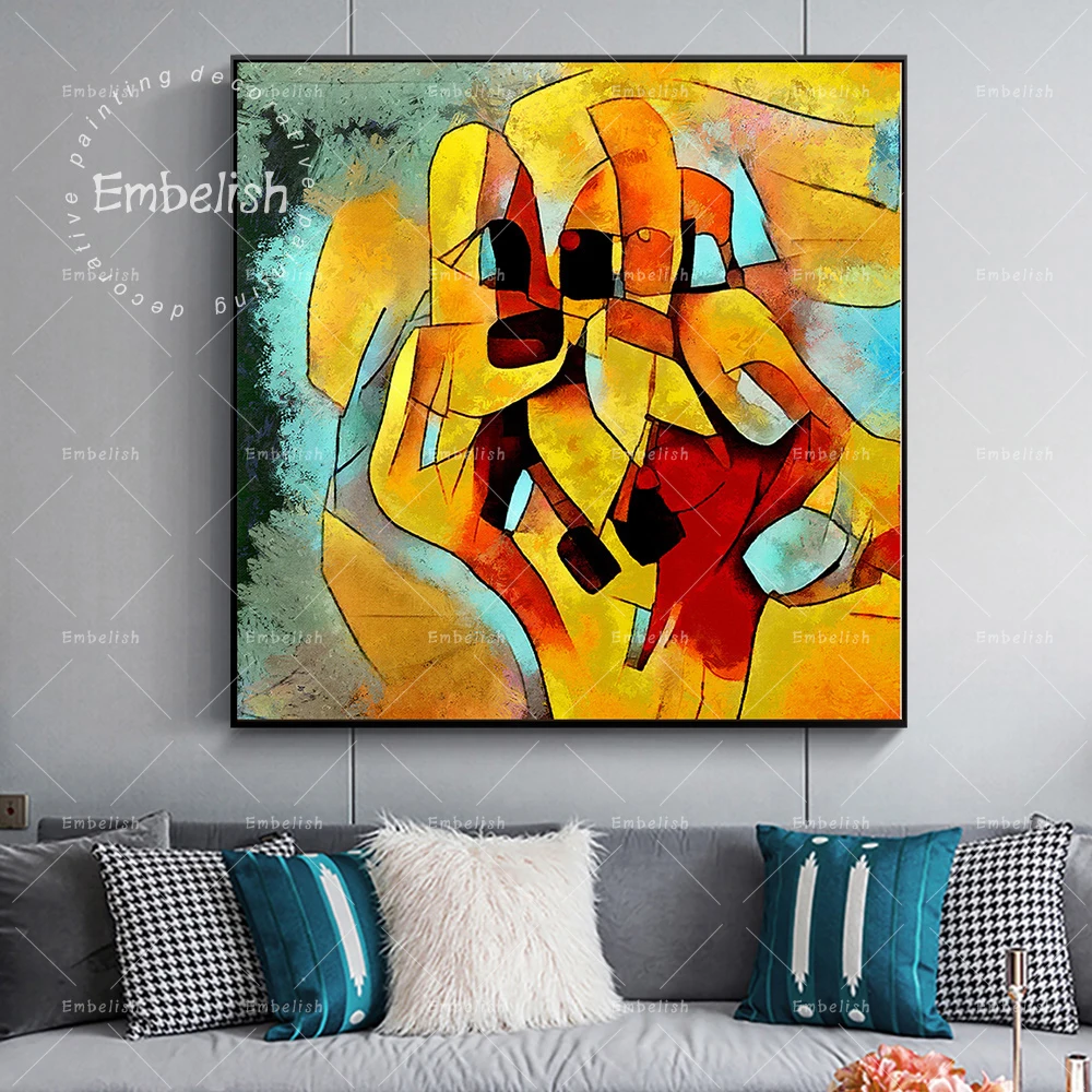 

1 Pieces Famous Artworks Abstract Fingers By Kandinsky Picasso Home Decor Posters For Living Room Pictures HD Canvas Paintings