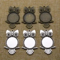5pcs owl charm pendant for jewelry making blank settings cabochon base trays 20mm 25mm diy necklace pendant handmade findings