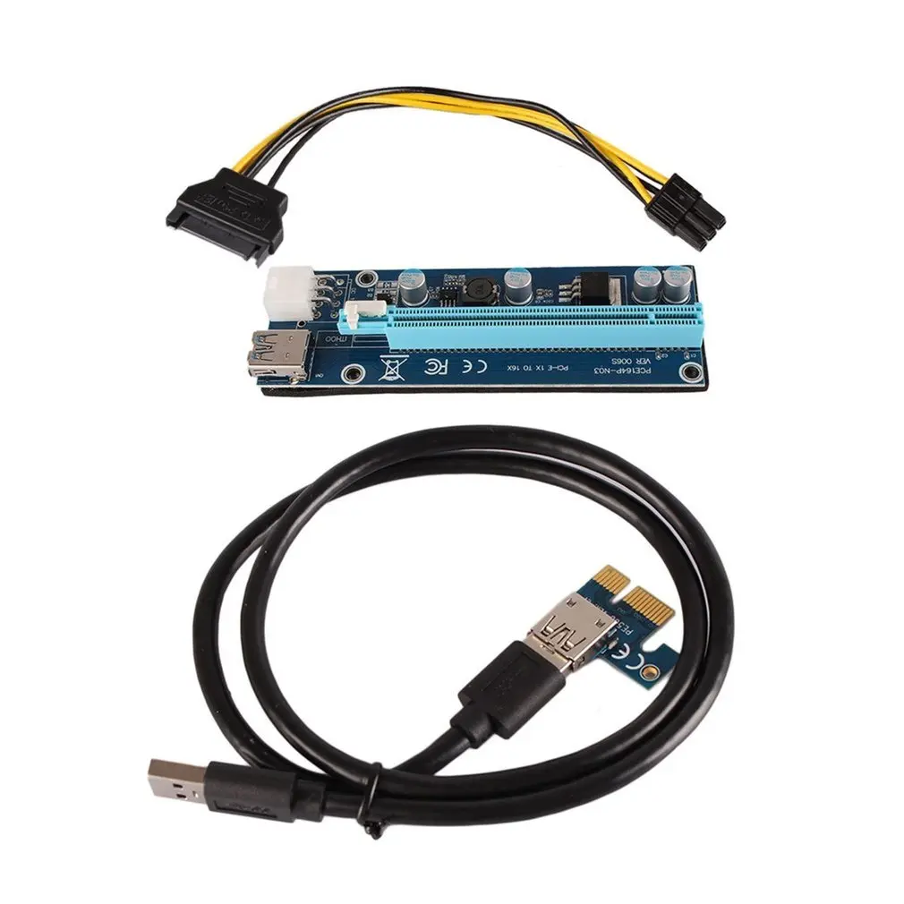Горная графическая карта PCI E к Express расширитель Riser Card 1X 16X кабель с 6 Pin для питания