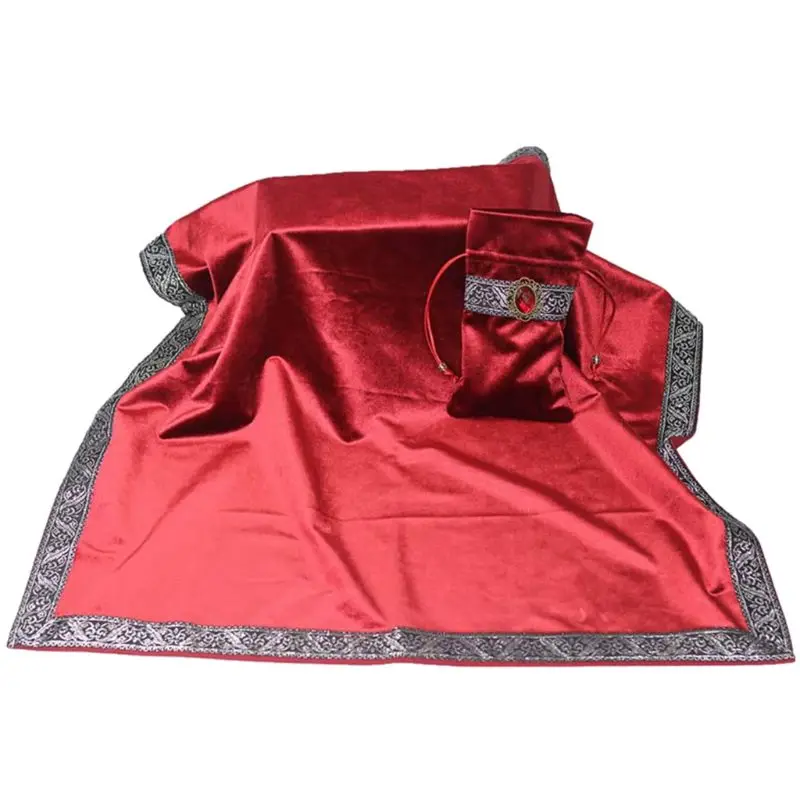 

Tarot Tablecloth with Cards Bag Velvet Altar Tarot Cloth Wicca Divination Astrology Tapestry Board Game Card Pad