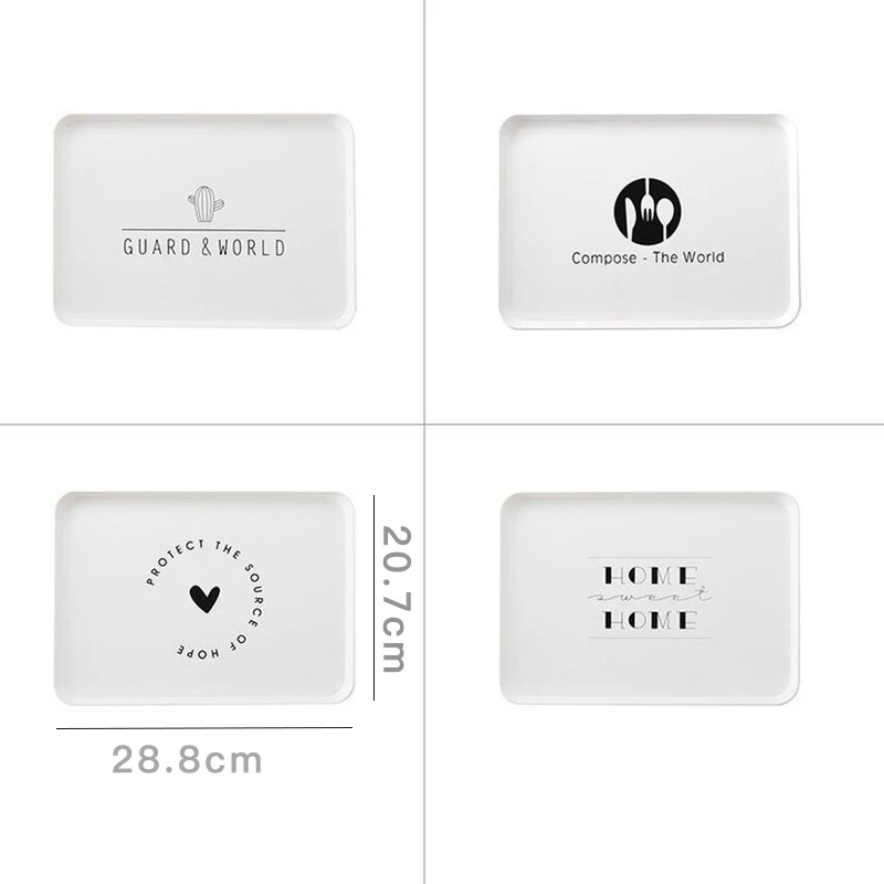 

1PC Nordic Simple Plastic Dessert Serving Tray Breakfast Bread Tray Snack Plate Storage Plates Square Accessories Cosmetics Dish