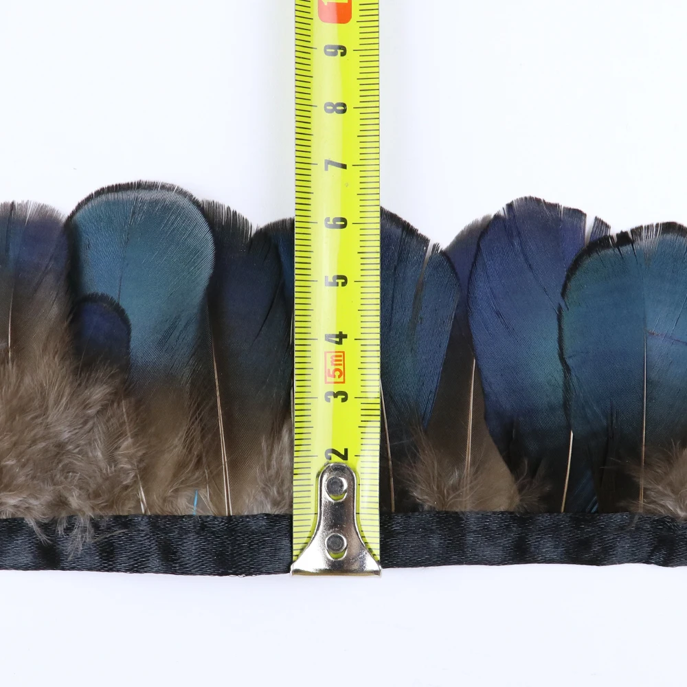 Натуральные синие перья фазана 1 метр отделка бахрома 5-6 см шлейф на ленте для