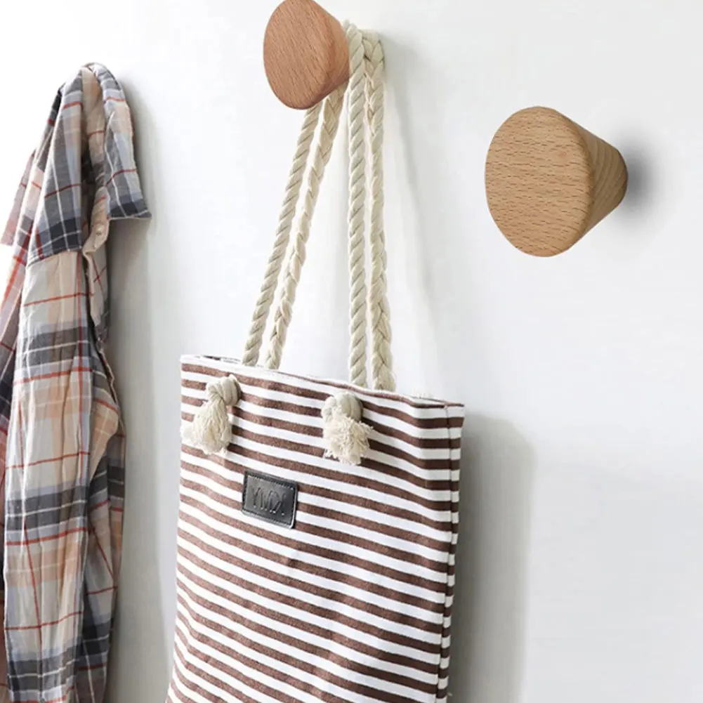 

Wall Wood Hooks Natural Wooden Hat Pegs Heavy Duty Decorative Wood Dot Hanger Kit Shelf Key Holder Organizer Hanging Hook 3PCS