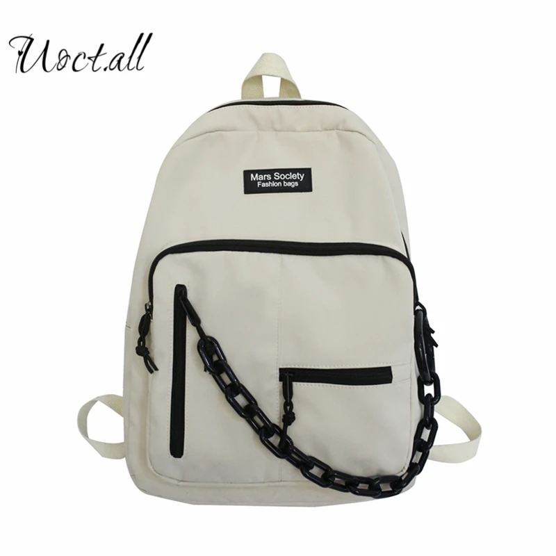 

Backpack Fashion Brand Street Trend Backpack Fashion Personality Japanese Hip-hop Tooling Style Student Chain Schoolbag Women