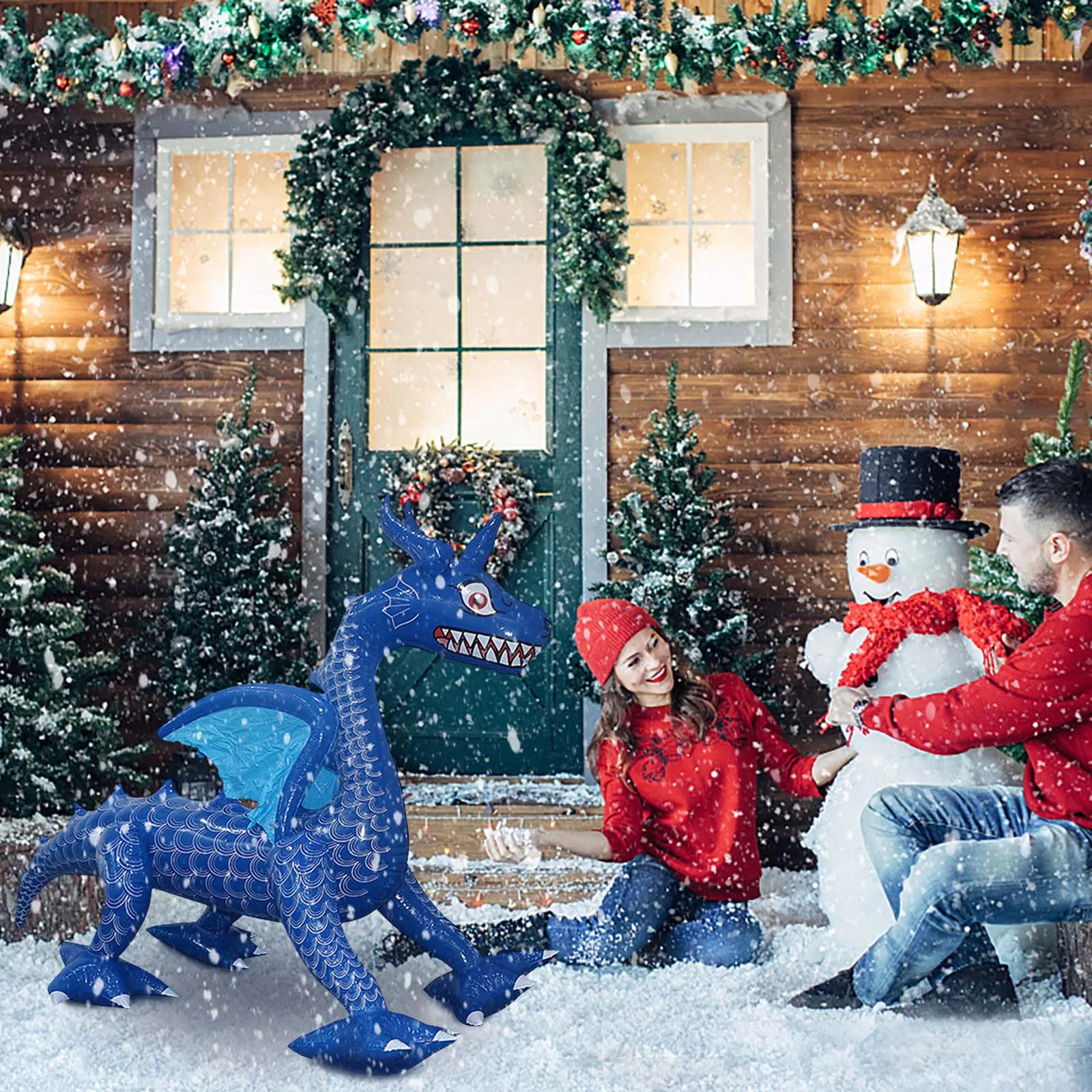 Большая рождественская надувная игрушка динозавра Хэллоуин Летающий дракон на открытом воздухе для украшения двора на праздничную вечеринку с насосом.