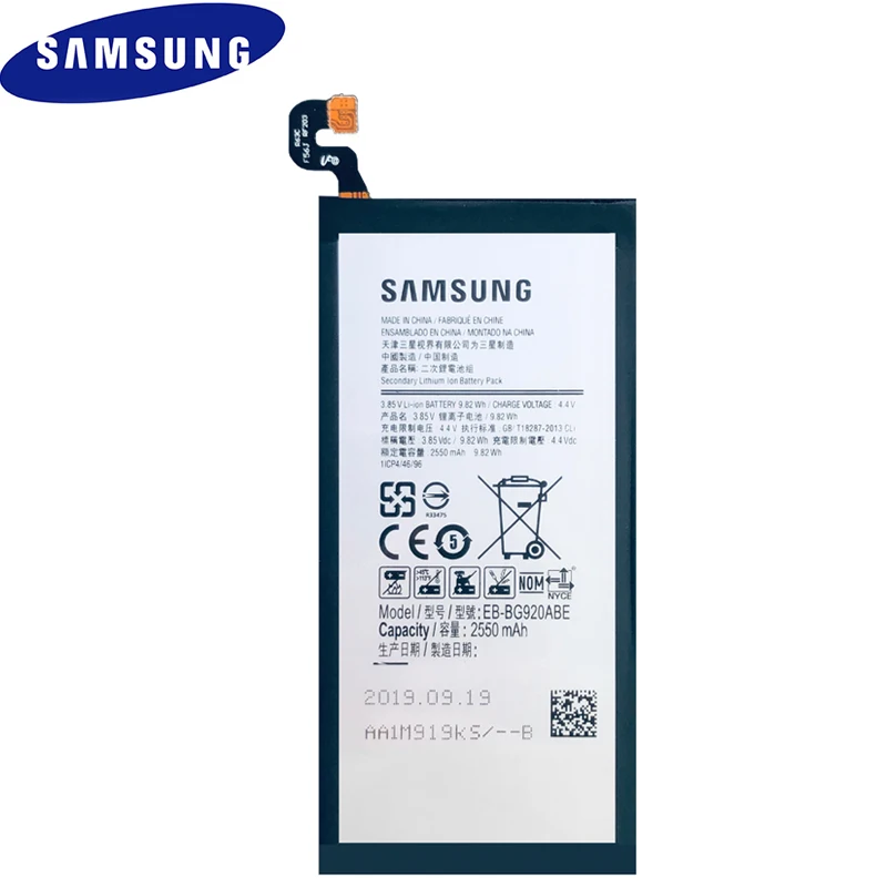 Оригинальный аккумулятор для телефона Samsung 2550 мАч фотоаккумулятор GALAXY S6 телефон