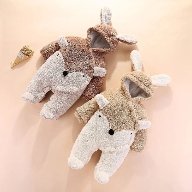 Детский комбинезон IYEAL с мультяшным рисунком Одежда для новорожденных капюшоном