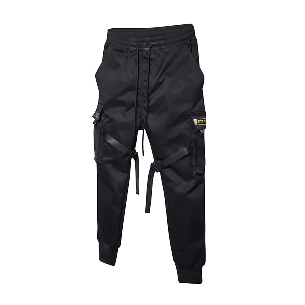 

2019 Streetwear Mens Spring Antumn Fashion Retro Solid Color Multi-pocket Long Pants Trousers Hip Hop Trousers Stylish Trouser