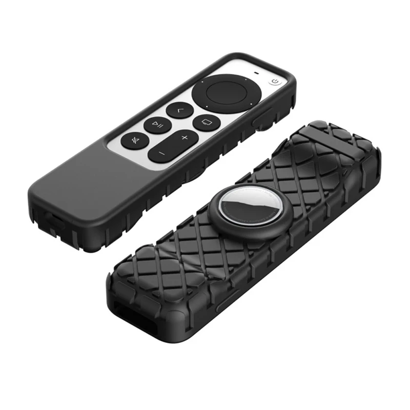 

Anti-Lost Silicone Protective Case For Siri Remote 2nd Gen Cover For Apple 4K TV Remote Durable Shockproof Cover w/AirTag Holder