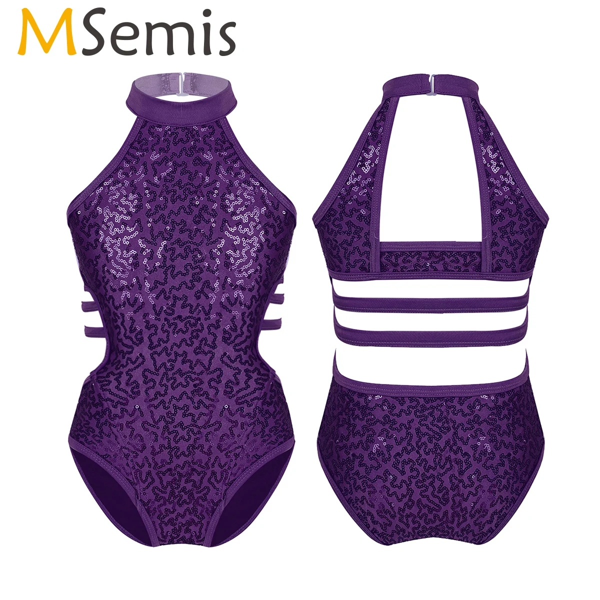 Балетная одежда MSemis трико балерины танцевальная Блестящие Блестки вырез на